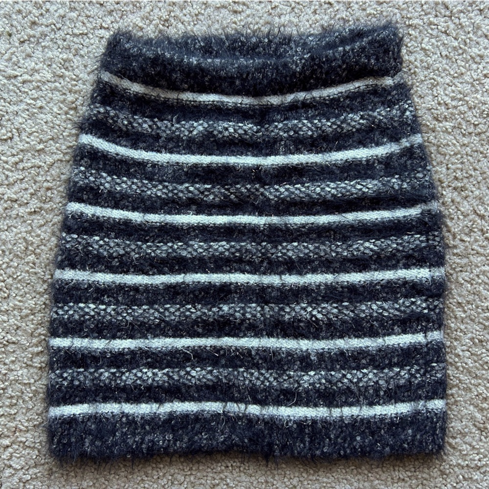 Striped Gray and White Women's Fuzzy Skirt